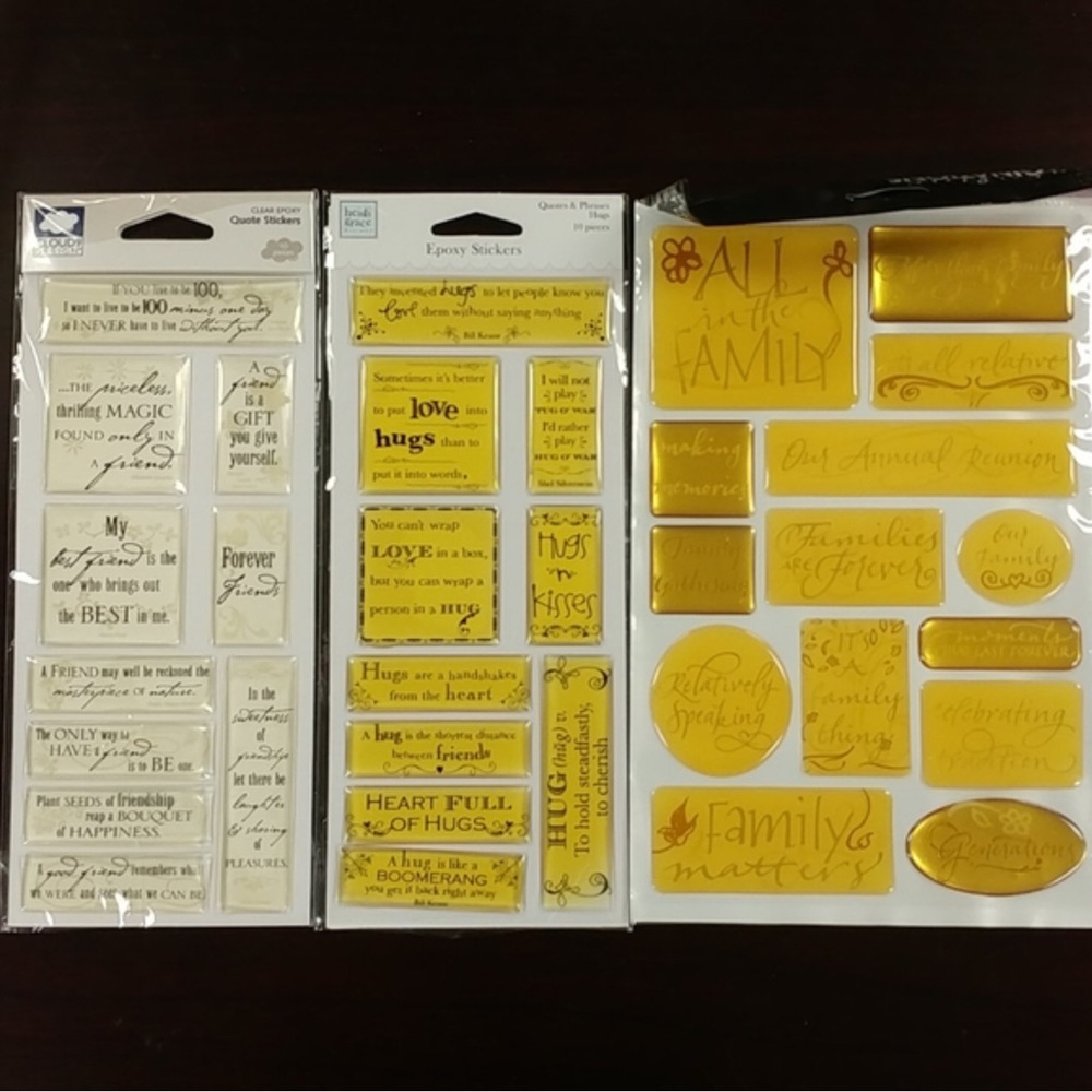 4/$15 🌻 NWT 3 Packs Epoxy Quote Stickers